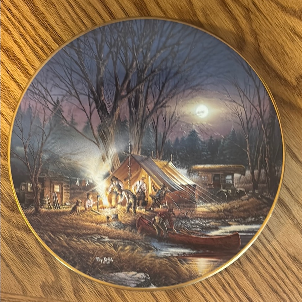 Decorative Plate with Camping Scene